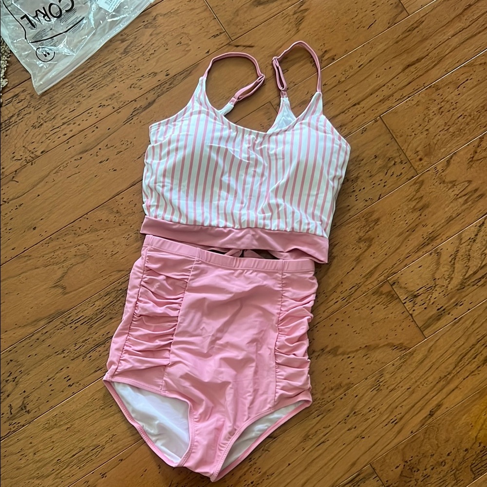 Coral Reef Pink Striped Swimsuit BRAND NEW